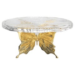 Sculpture de cheval en cristal avec feuille d'or de Gordon Gu