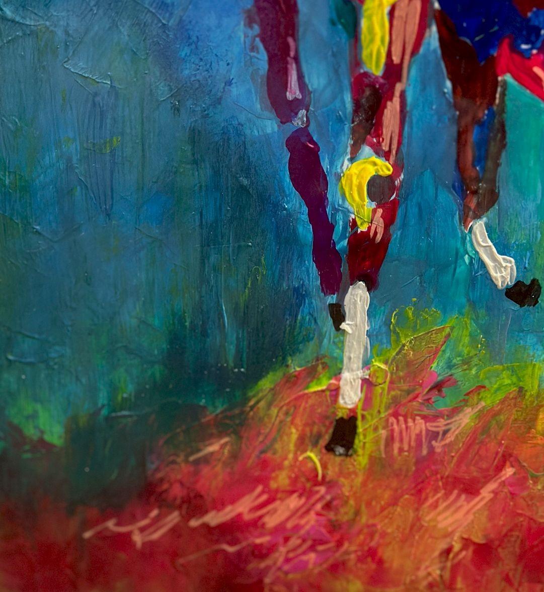 Horse Race Oil on Board Painting by Leroy Neiman In Good Condition In Los Angeles, CA