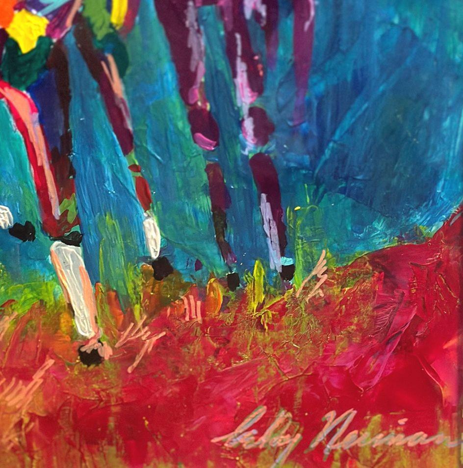 Late 20th Century Horse Race Oil on Board Painting by Leroy Neiman