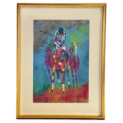 Peinture à l'huile sur panneau de course de chevaux par Leroy Neiman