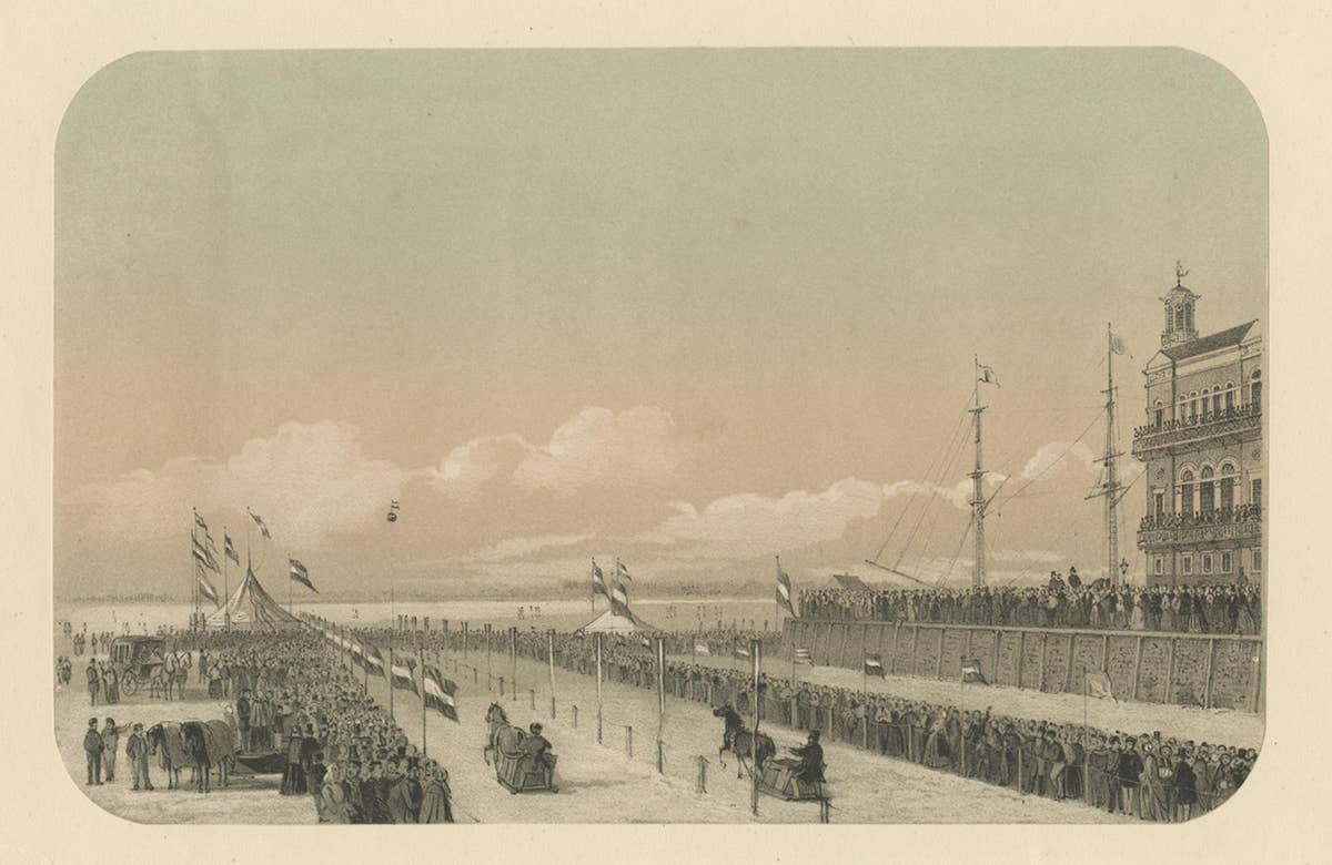 Horse Races on Ice in Rotterdam, The Netherlands on the River Maas, 1855