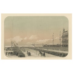 Pferderennen auf Eis in Rotterdam, Niederlande an der Maas, 1855