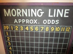 Horse Racing Jockey's Morning Line Odds Slate Tally Chalkboard in Wooden Frame