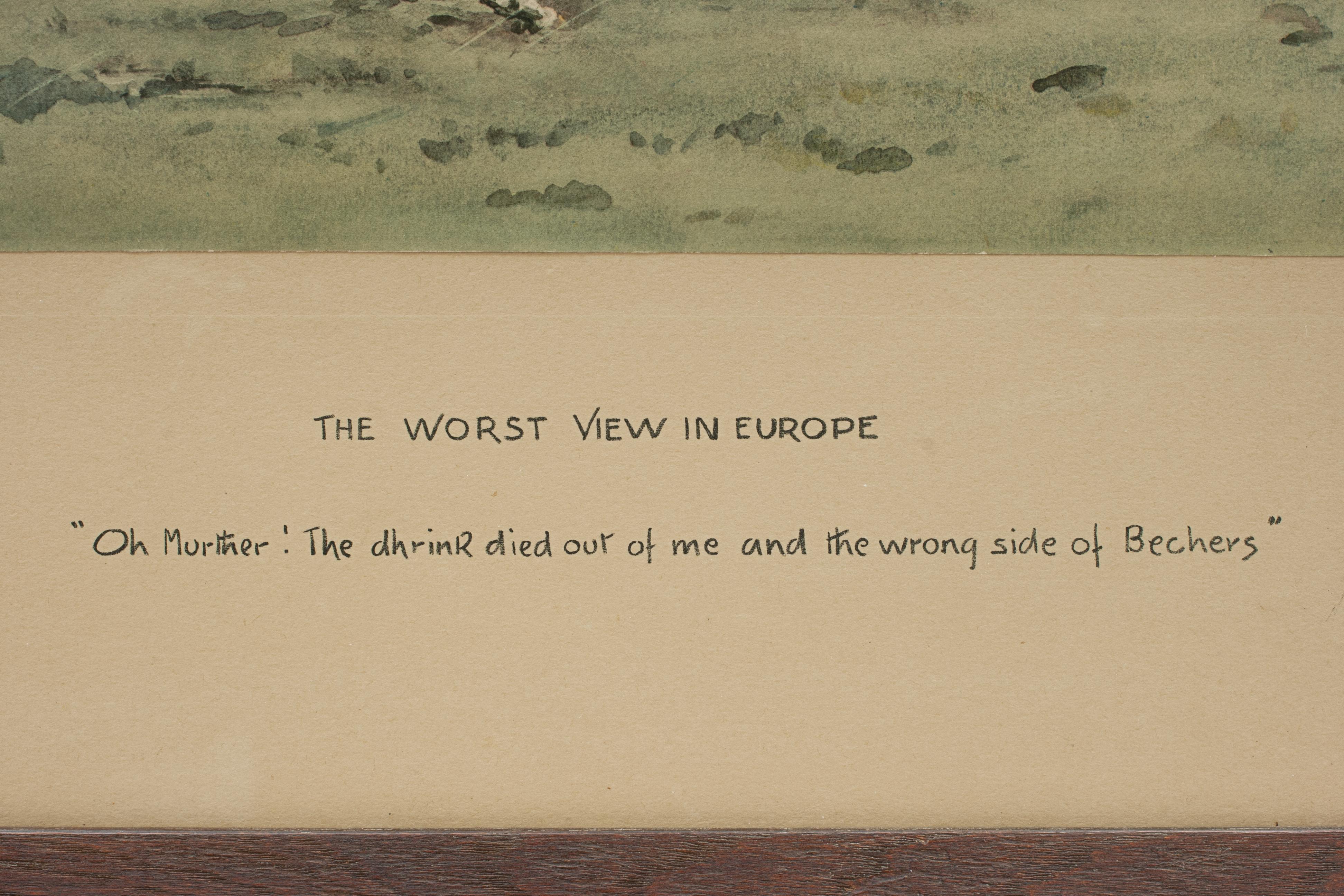 British Horse Racing Print, Grand National 'Worst View In Europe' by Snaffles