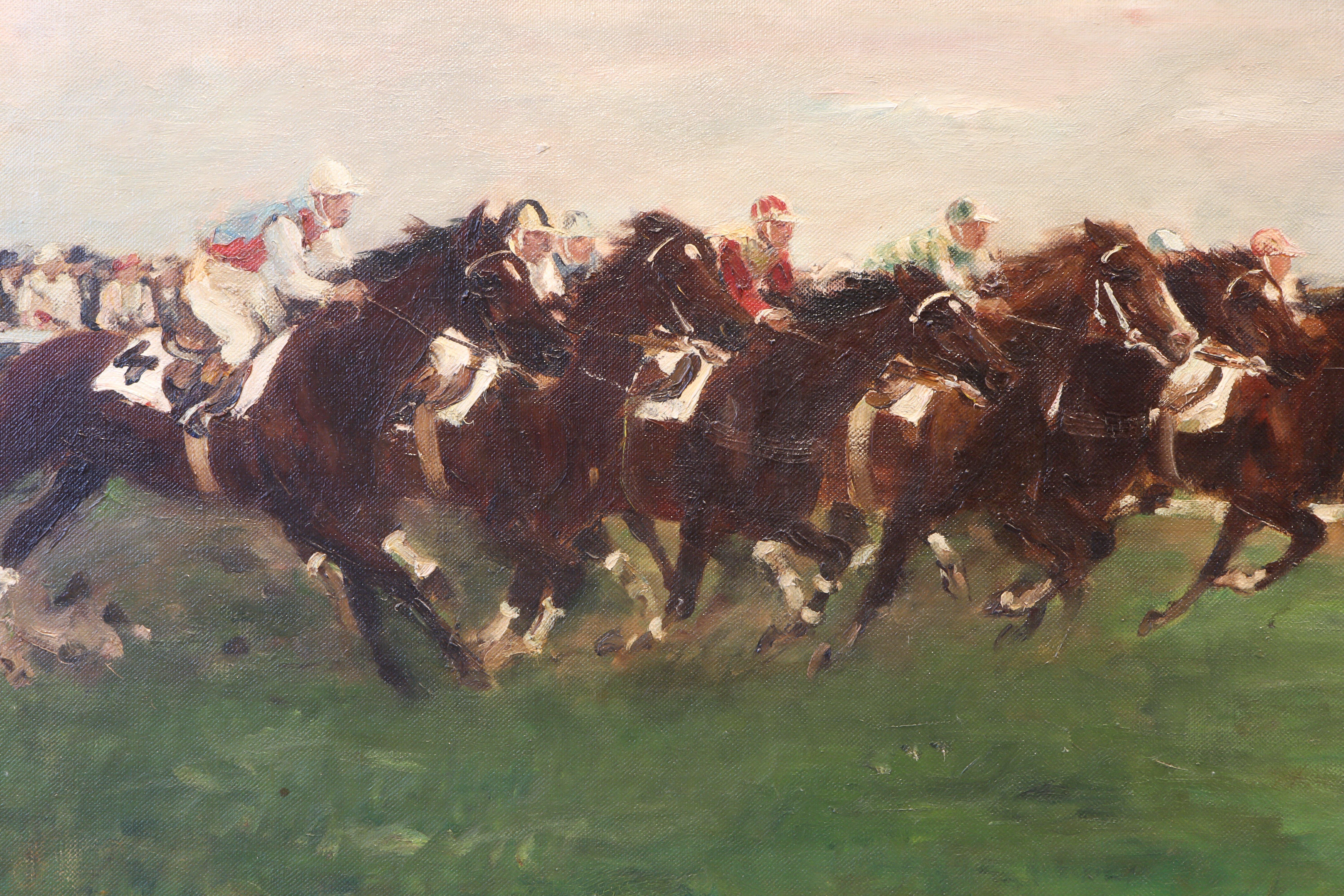 German Horse Racing Scene in Impressionist Style by Otto Dill For Sale