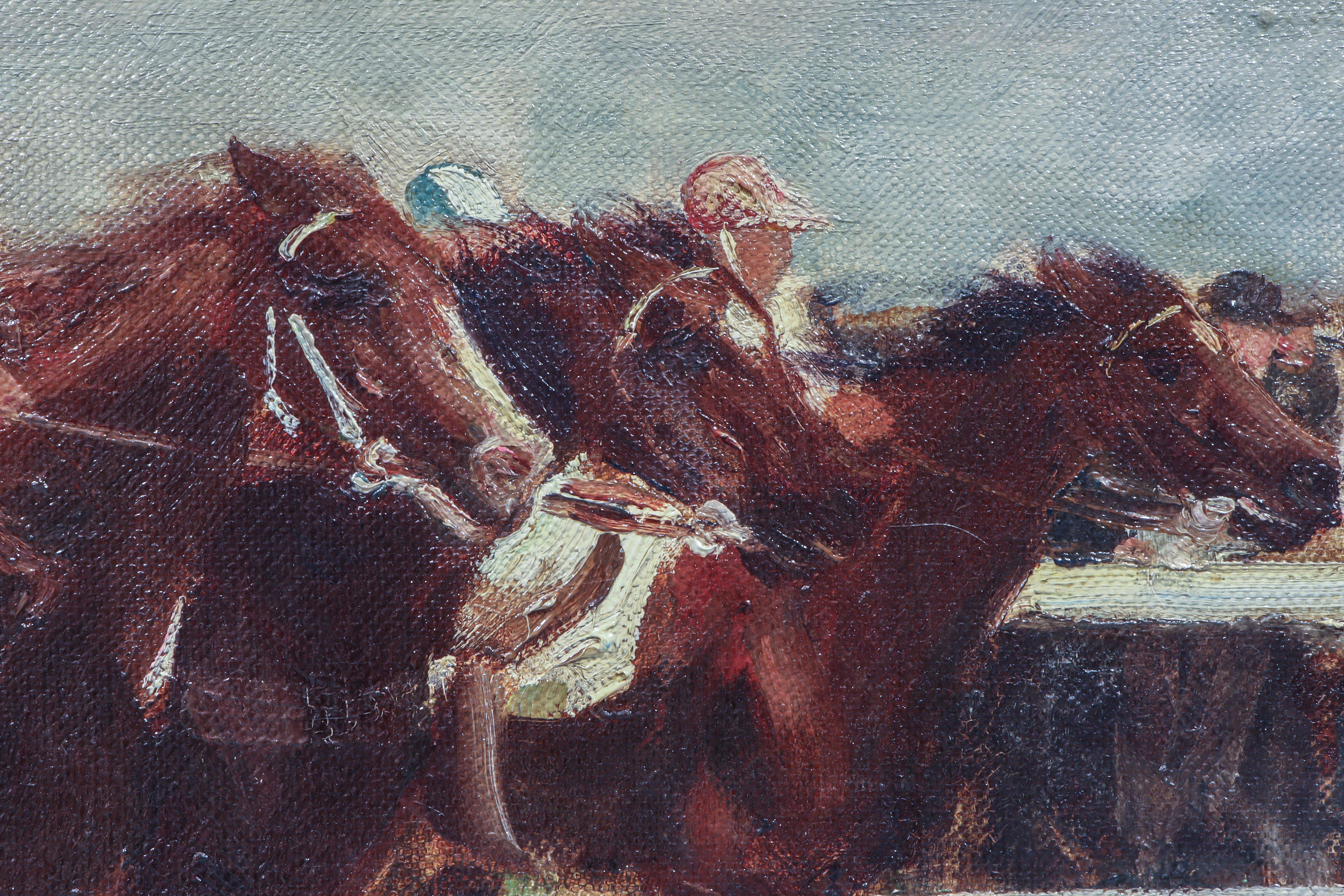 Scène de course de chevaux dans le style impressionniste d'Otto Dill Bon état - En vente à Lantau, HK