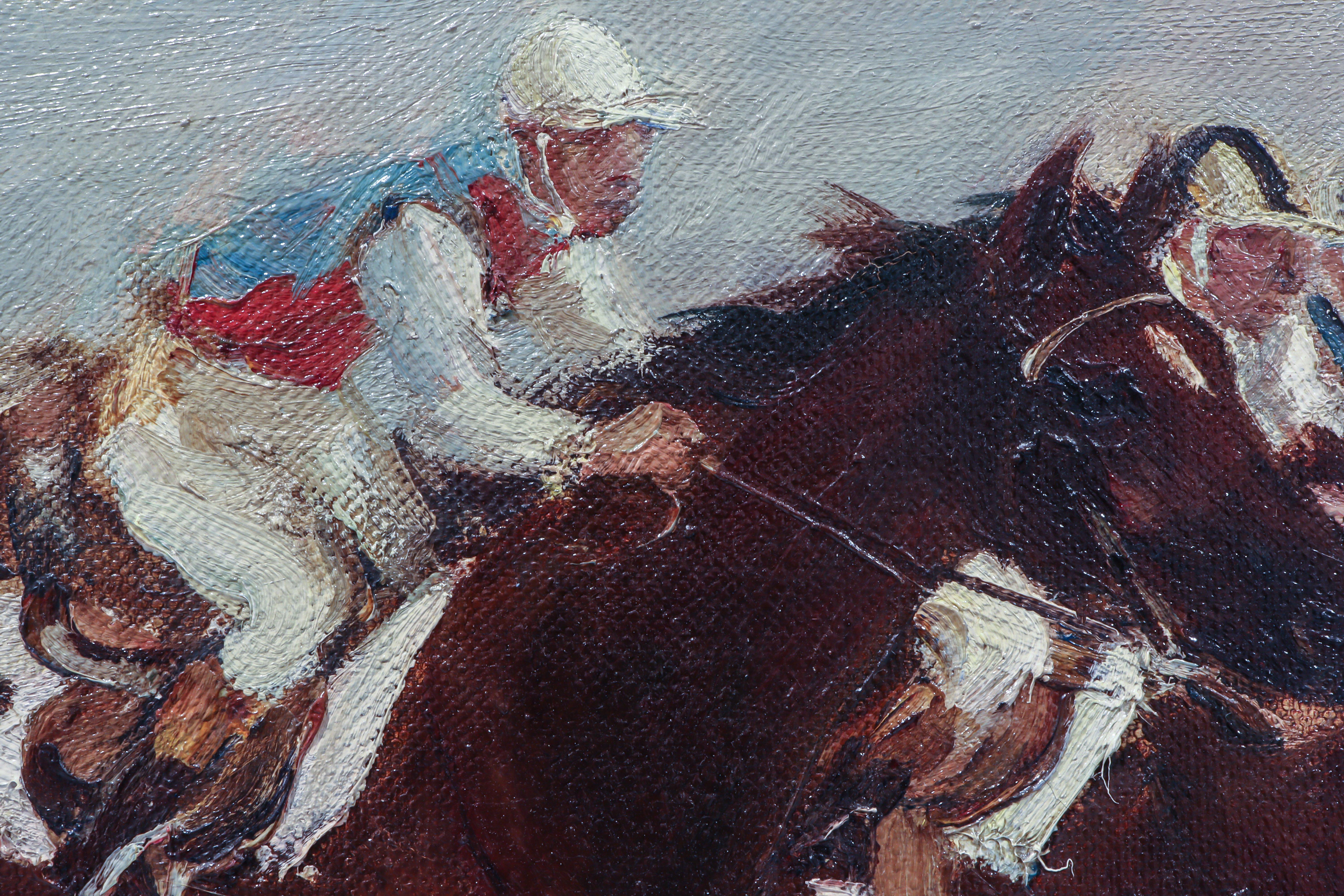 Canvas Horse Racing Scene in Impressionist Style by Otto Dill For Sale