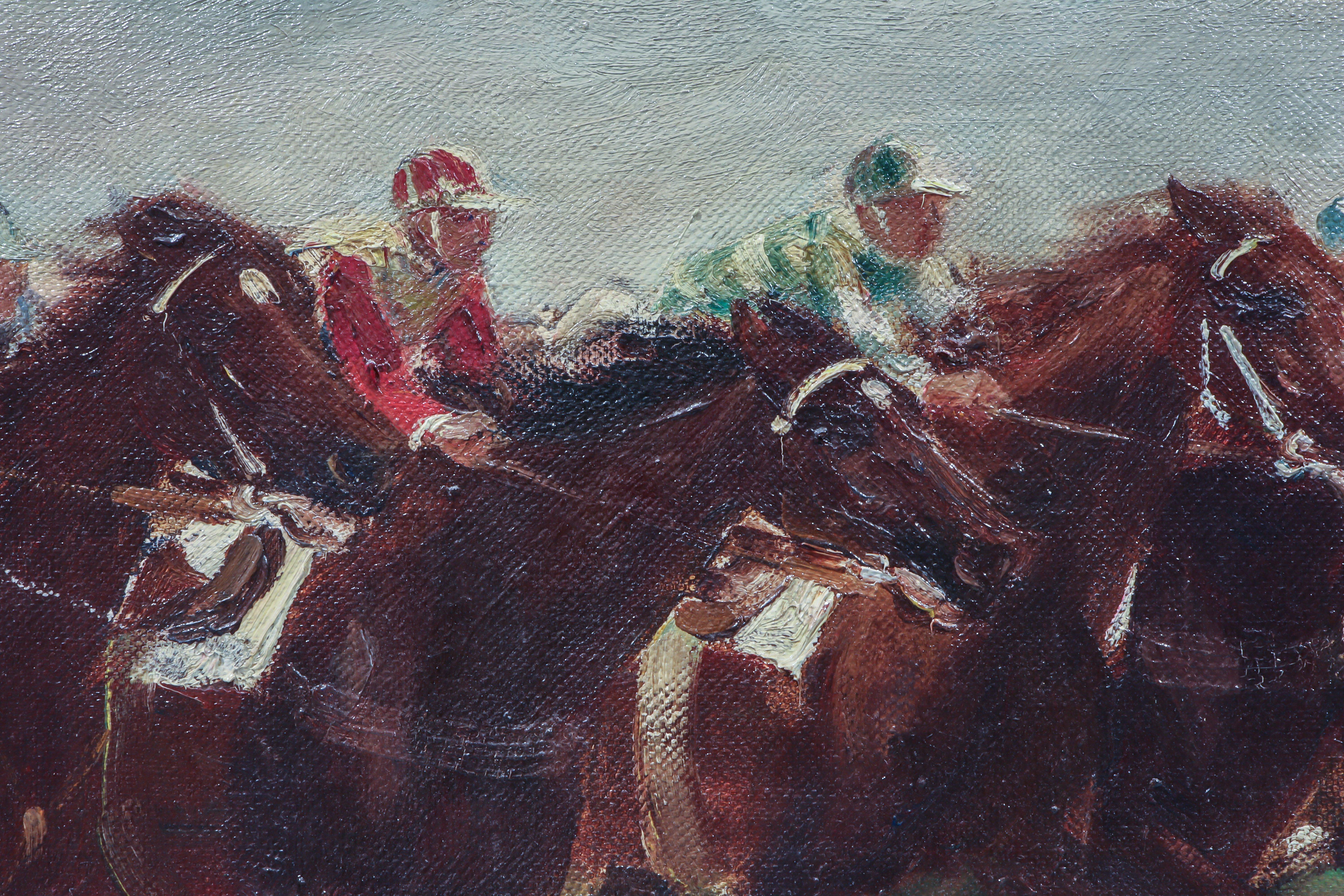 Horse Racing Scene in Impressionist Style by Otto Dill For Sale 2