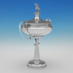 Horse Racing Trophy - Sterling Silver - Art Nouveau Design - Walker & Hall 1925