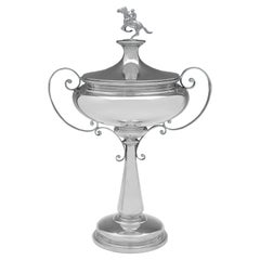 Antique Horse Racing Trophy - Sterling Silver - Art Nouveau Design - Walker & Hall 1925