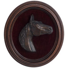 Antique Horse Relief in Wooden Frame, 1864