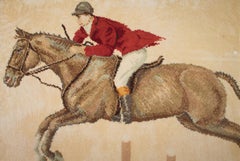 Horse & Rider Hand Hooked Rug Mounted & Framed