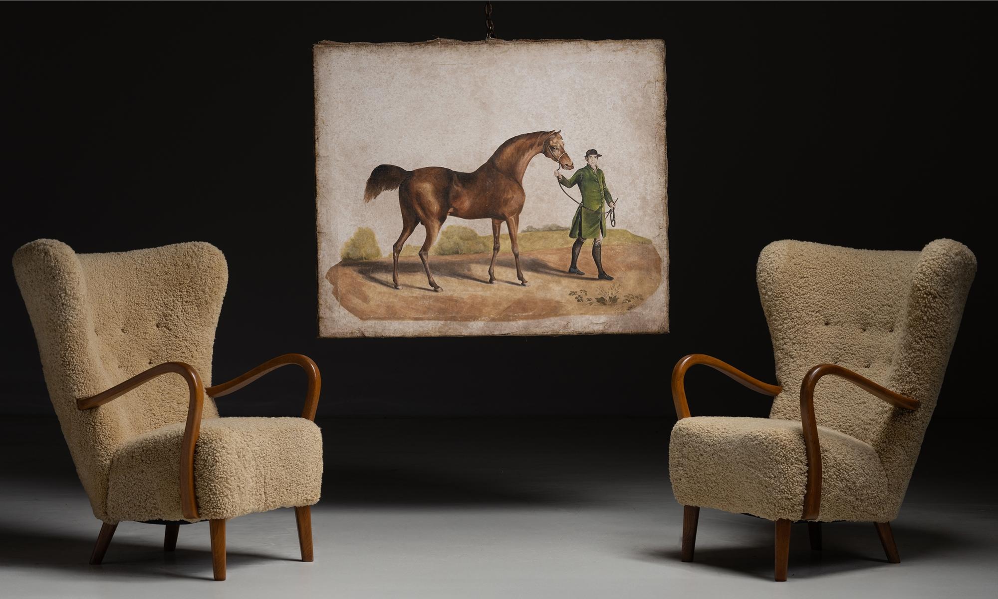 Peinture de cheval et d'équitation, Italie, circa 1900 État moyen à Culver City, CA
