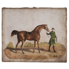 Antique Horse & Rider Painting, Italy circa 1900