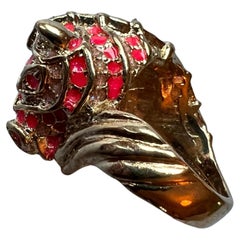 Anillo Caballo Chapado en Oro Esmalte Rosa