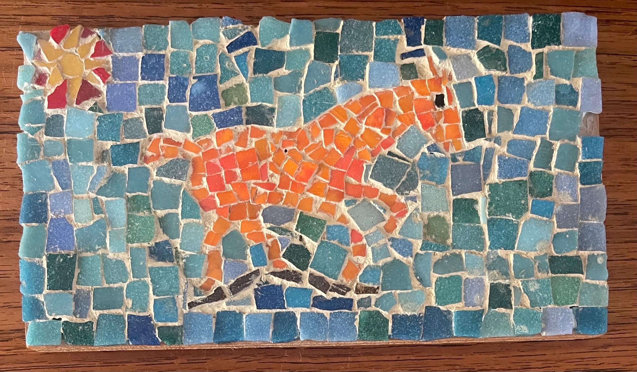 Horse Scene Mosaic on Board by David Lavington For Sale 1
