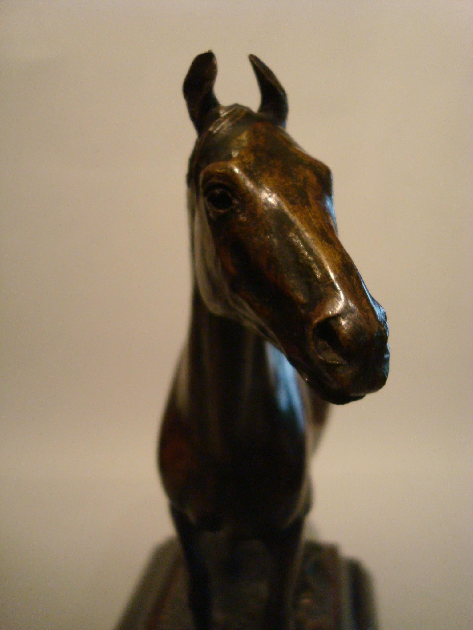 French Horse Sculpture Barbedienne Fondeur Bronze, Polo Equestrian Trophy