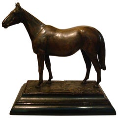 Antique Horse Sculpture Barbedienne Fondeur Bronze, Polo Equestrian Trophy