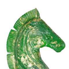 Horse Sculpture green Murano Glass, Pino Signoretto and Seguso Vetri D'Arte