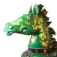 Escultura de caballo de cristal verde de Murano, Pino Signoretto y Seguso Vetri d'Arte