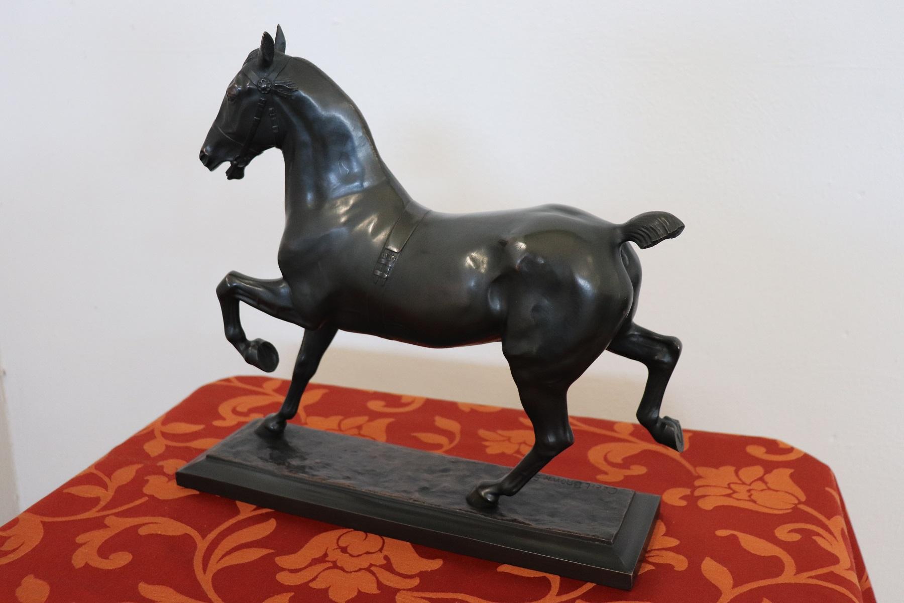 Mid-20th Century Horse Sculpture in Bronze Signed by Cecil Brown