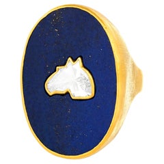Bague en lapis et diamant en forme de cheval par Zobel