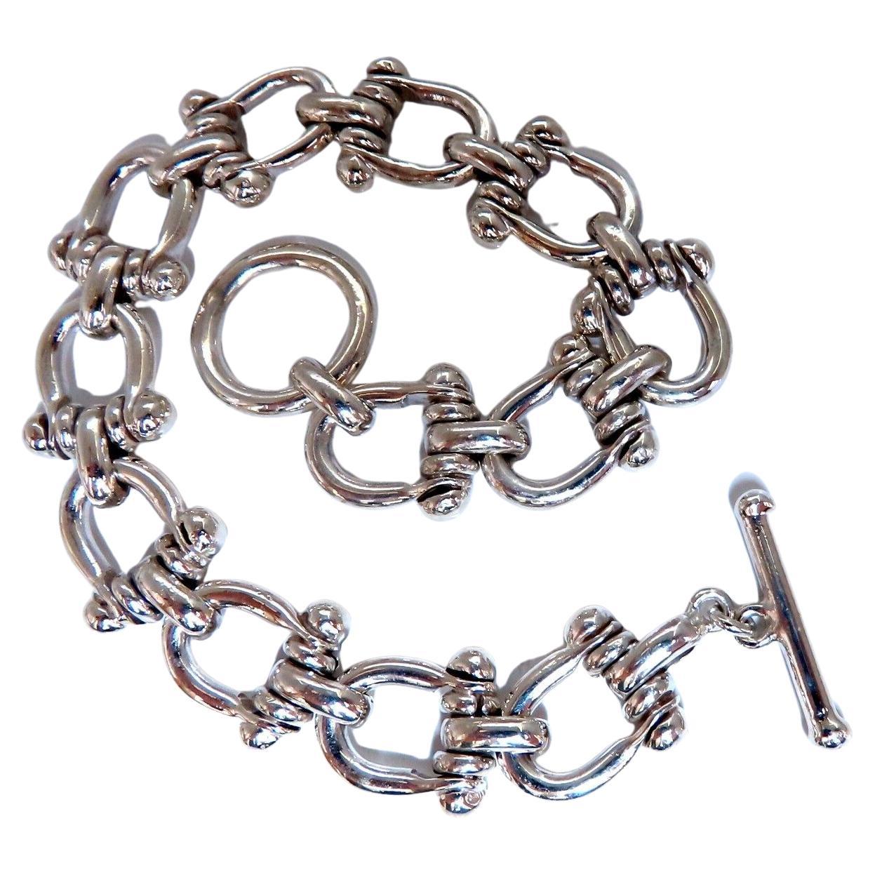 Bracelet de boucle de fer à cheval avec charnière en argent sterling en vente