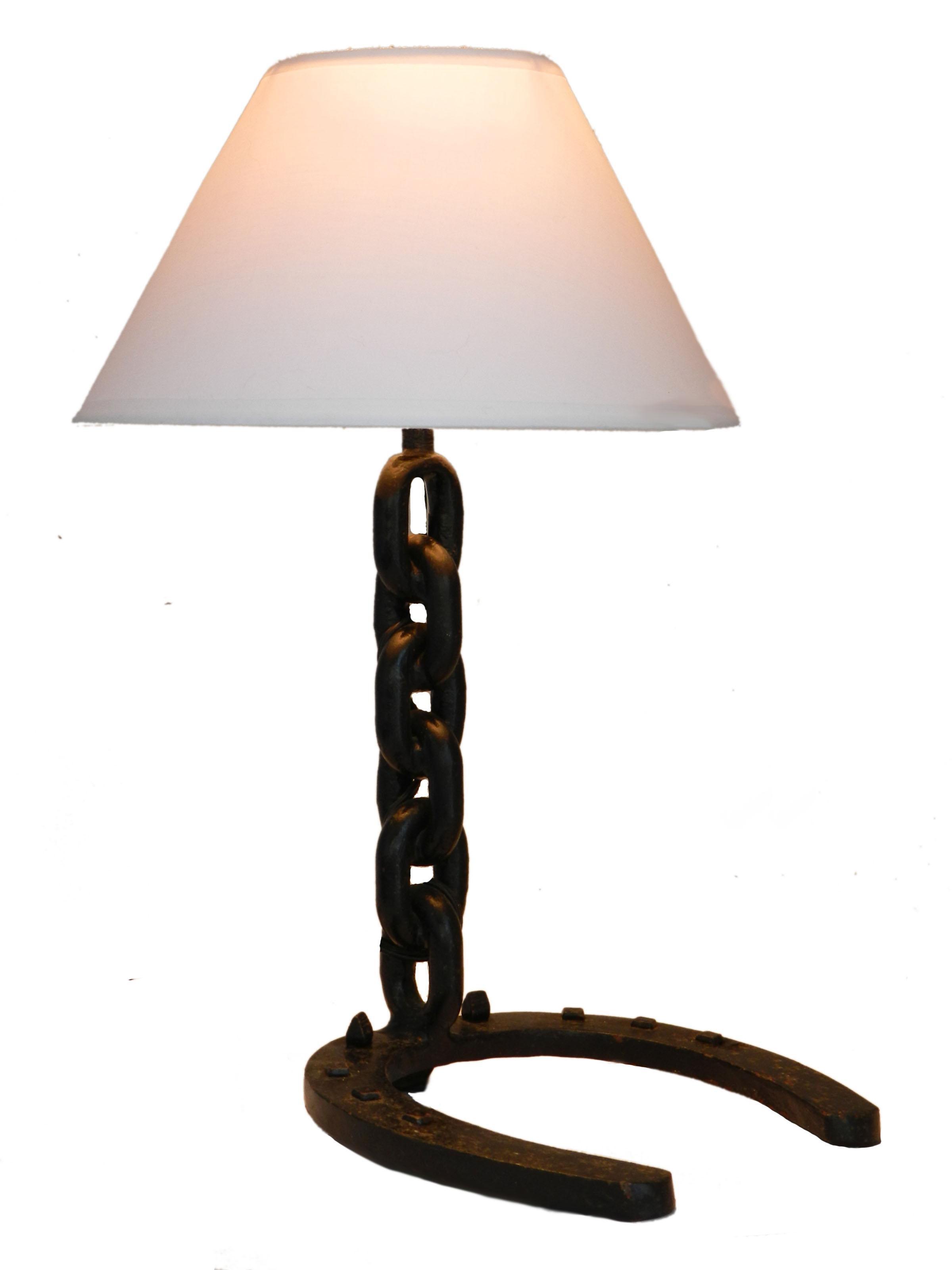 20th Century Horse Shoe Chain Table Lamp French Midcentury 