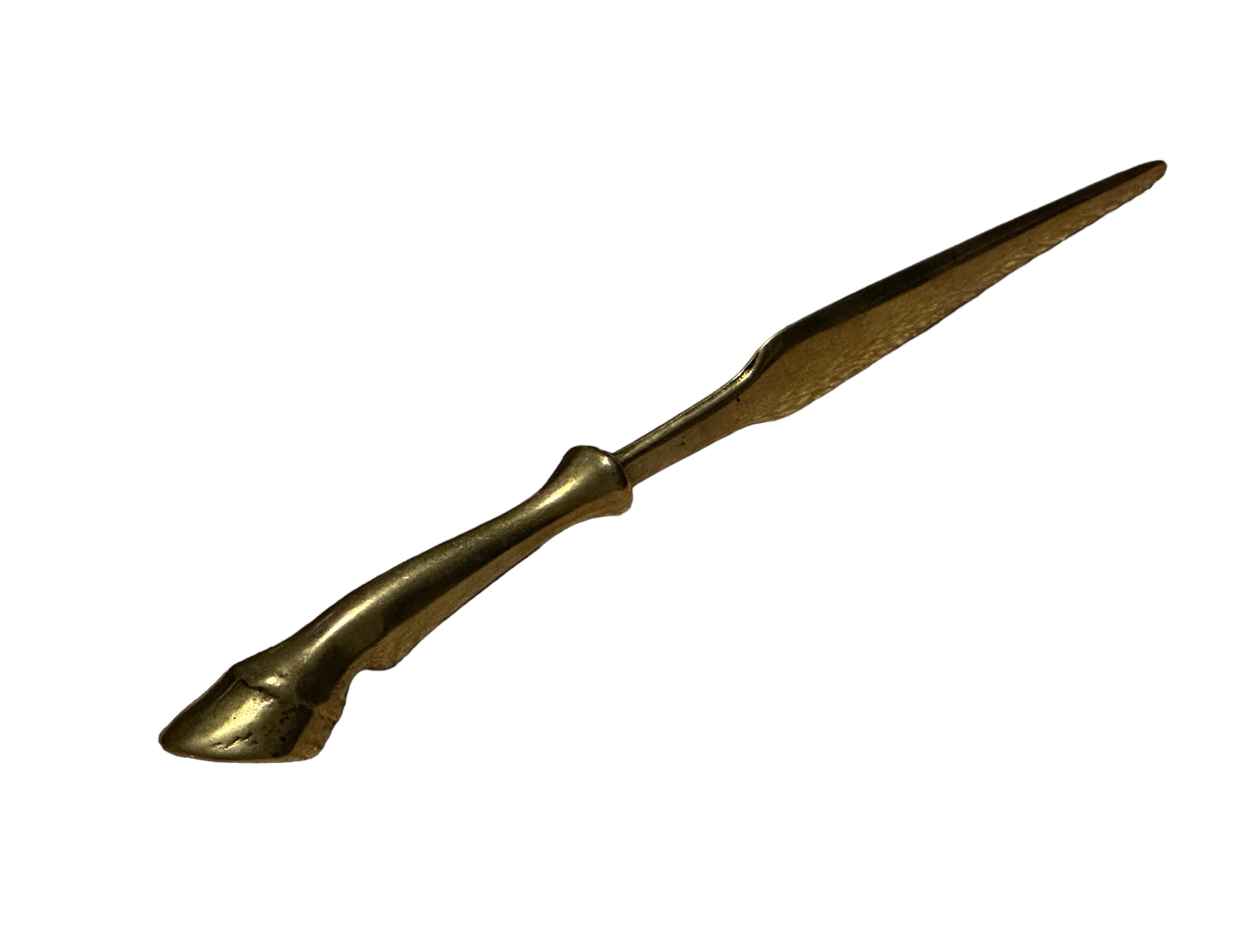 Horse Shoe Leg Vienna Bronze Letter Opener, Antique Austria 1920s In Good Condition For Sale In Nuernberg, DE