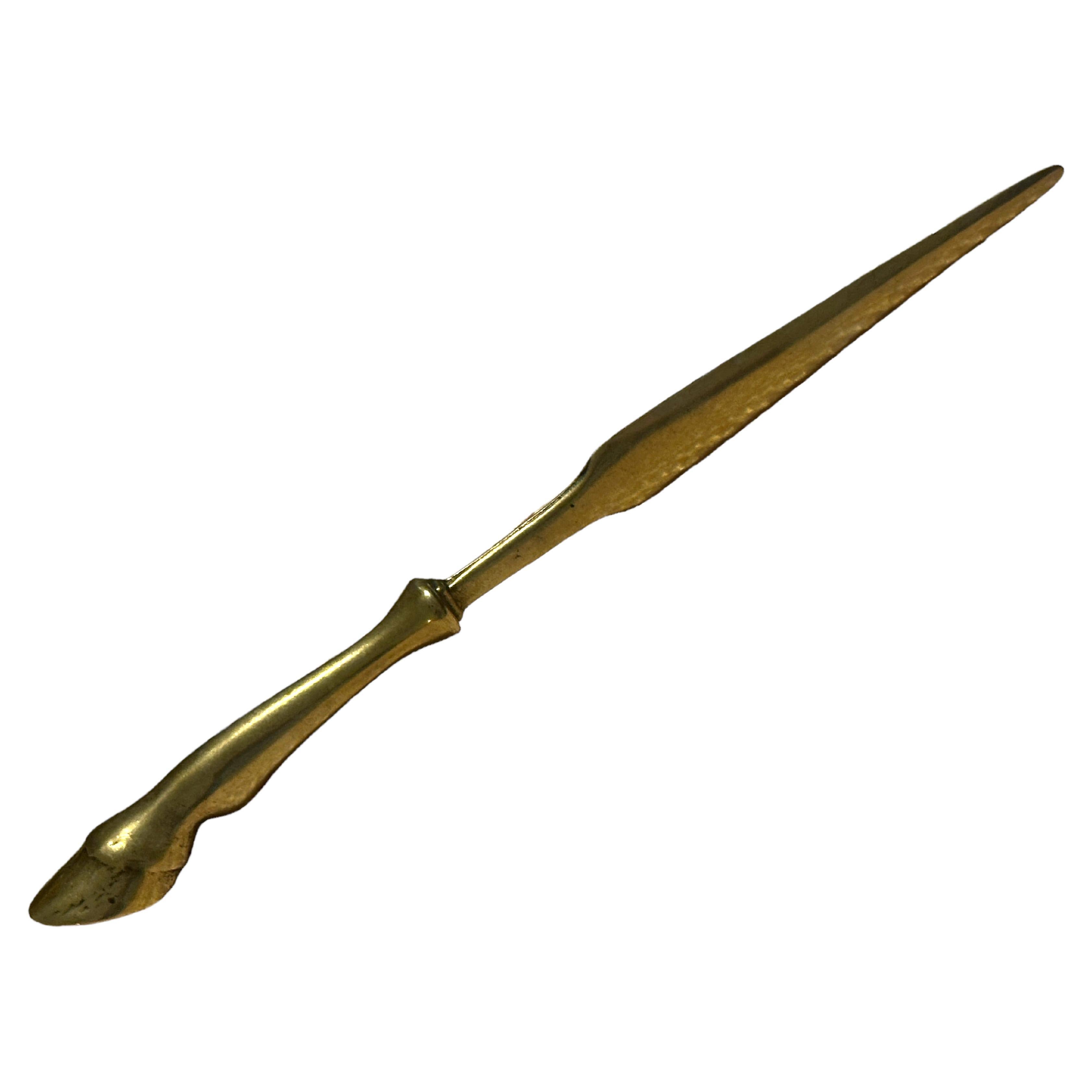 Horse Shoe Leg Vienna Bronze Letter Opener, Antique Austria 1960s For Sale