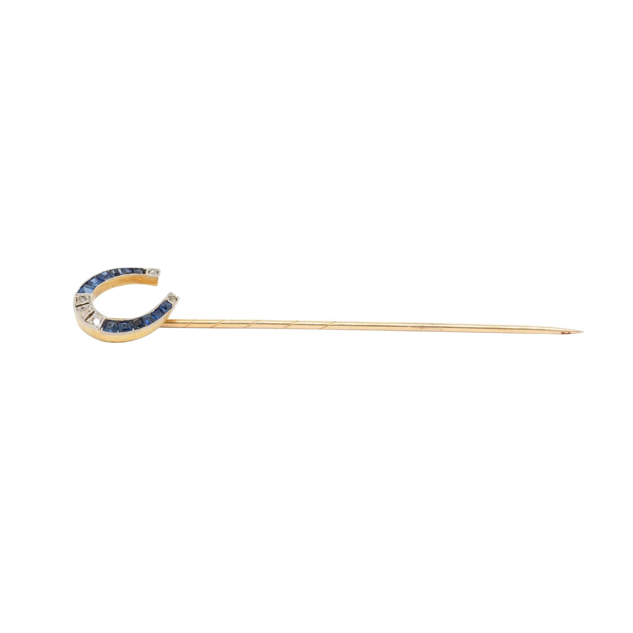 Tapered Baguette Horse Shoe Stick Pin