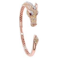 Pferd Hengst Pony Diamant Pave Rubin  Rose White Gold Tier-Armreif