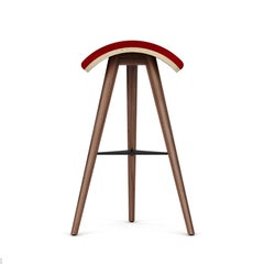 Horse Stool High in Walnut and Red Velvet by AROUNDtheTREE
