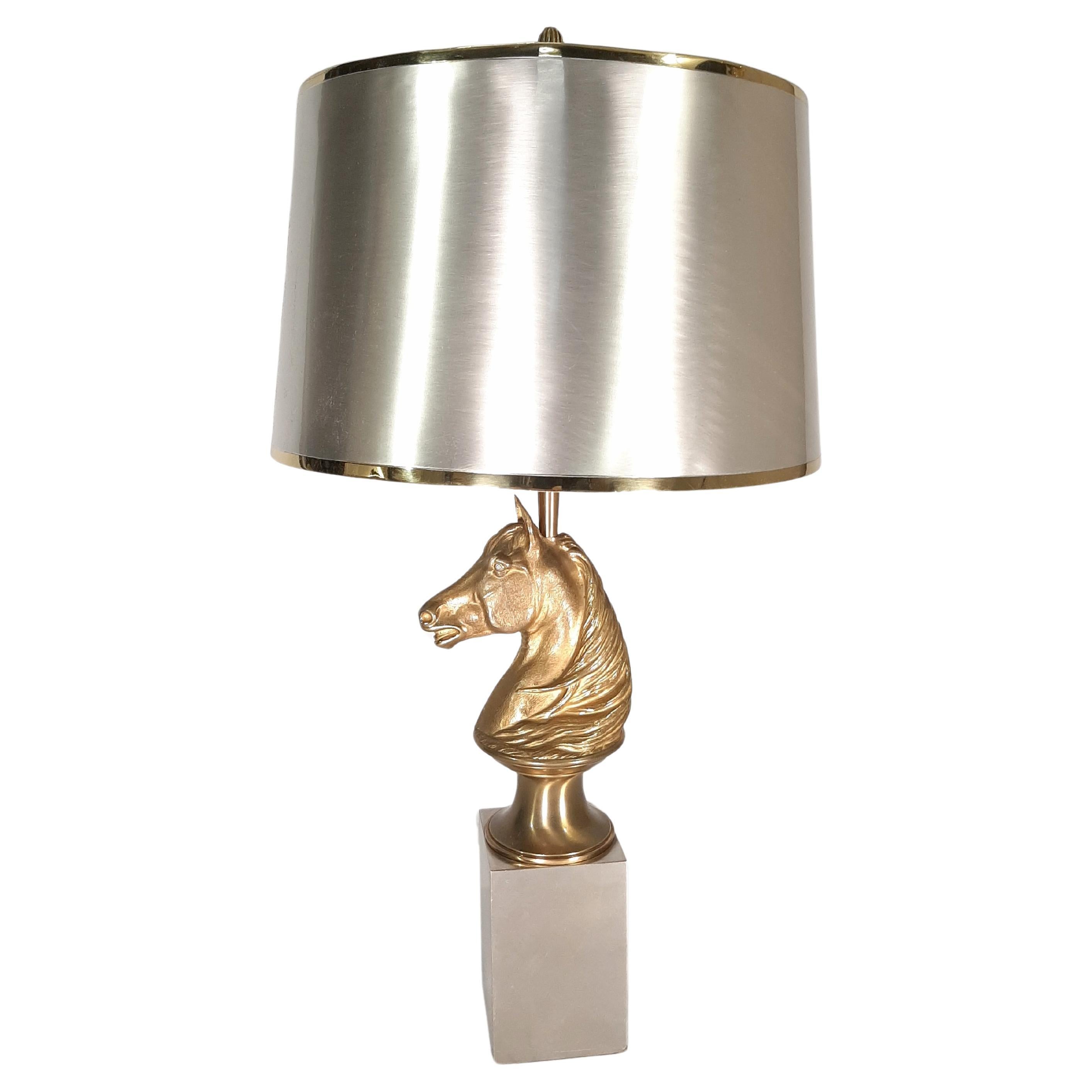 Rare Horse Table lamp by Maison Charles in original conditions, stamped on the base 