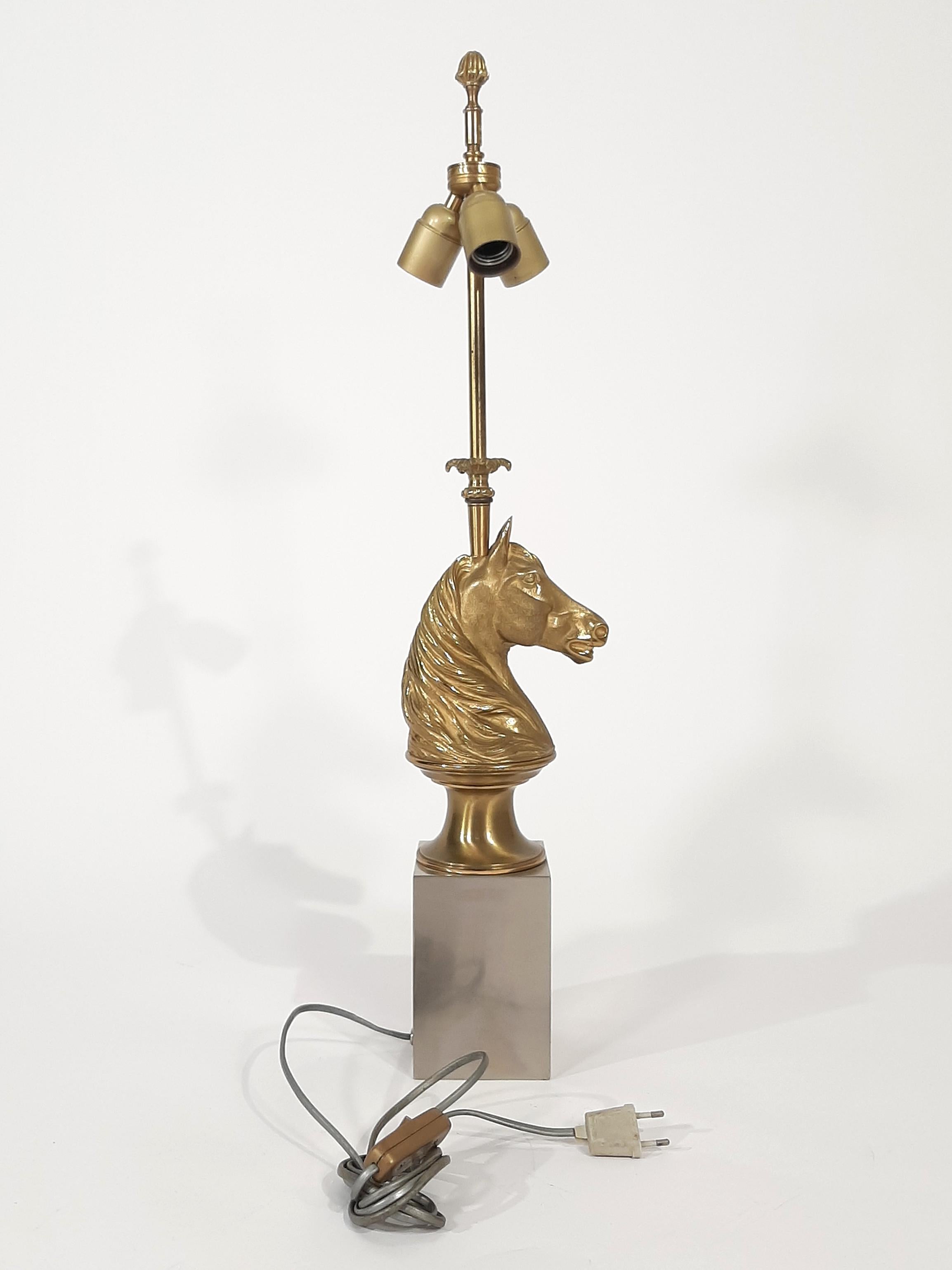 Metal Horse Table Lamp by Maison Charles  For Sale
