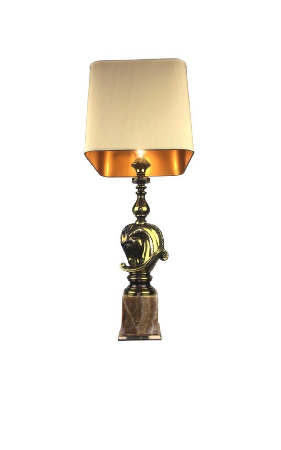 Pferd Tischlampe auf Onyx Basis,  Deknudt, Belgien, 1970er-Jahre im Angebot 13