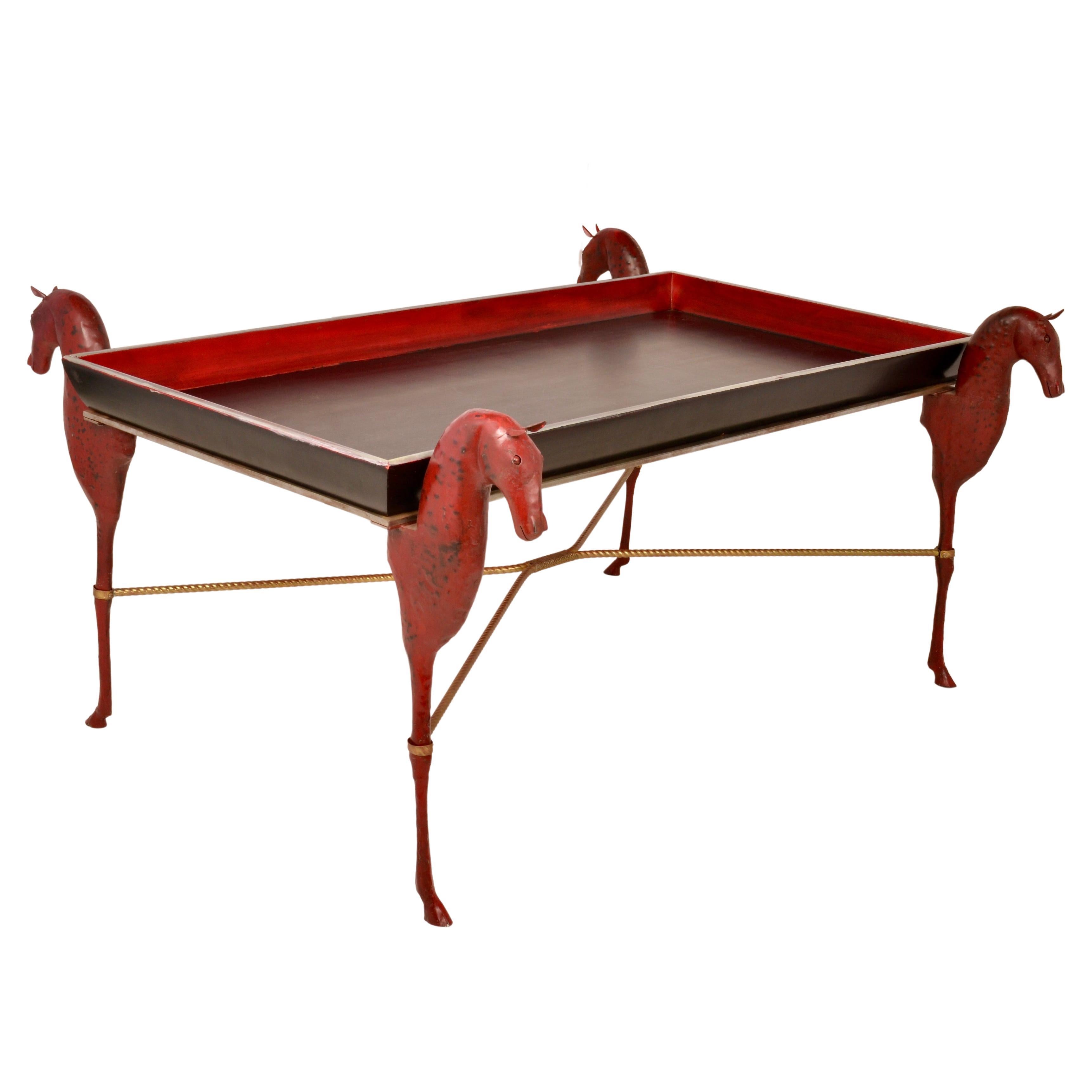 Horse Theme Cocktail Table For Sale