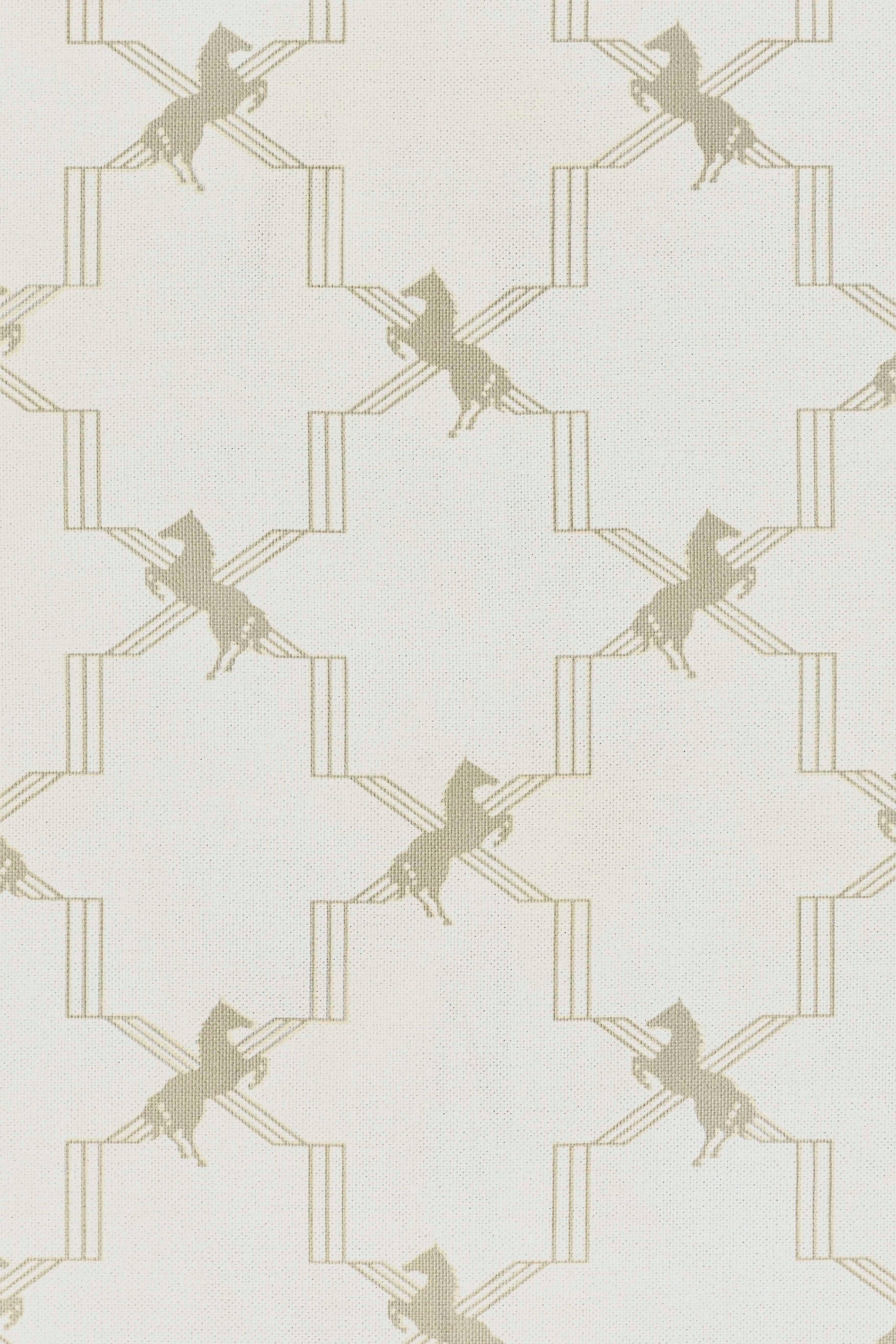 'Horse Trellis' Contemporary, Traditional Fabric in Acid Yellow on Grey For Sale 1