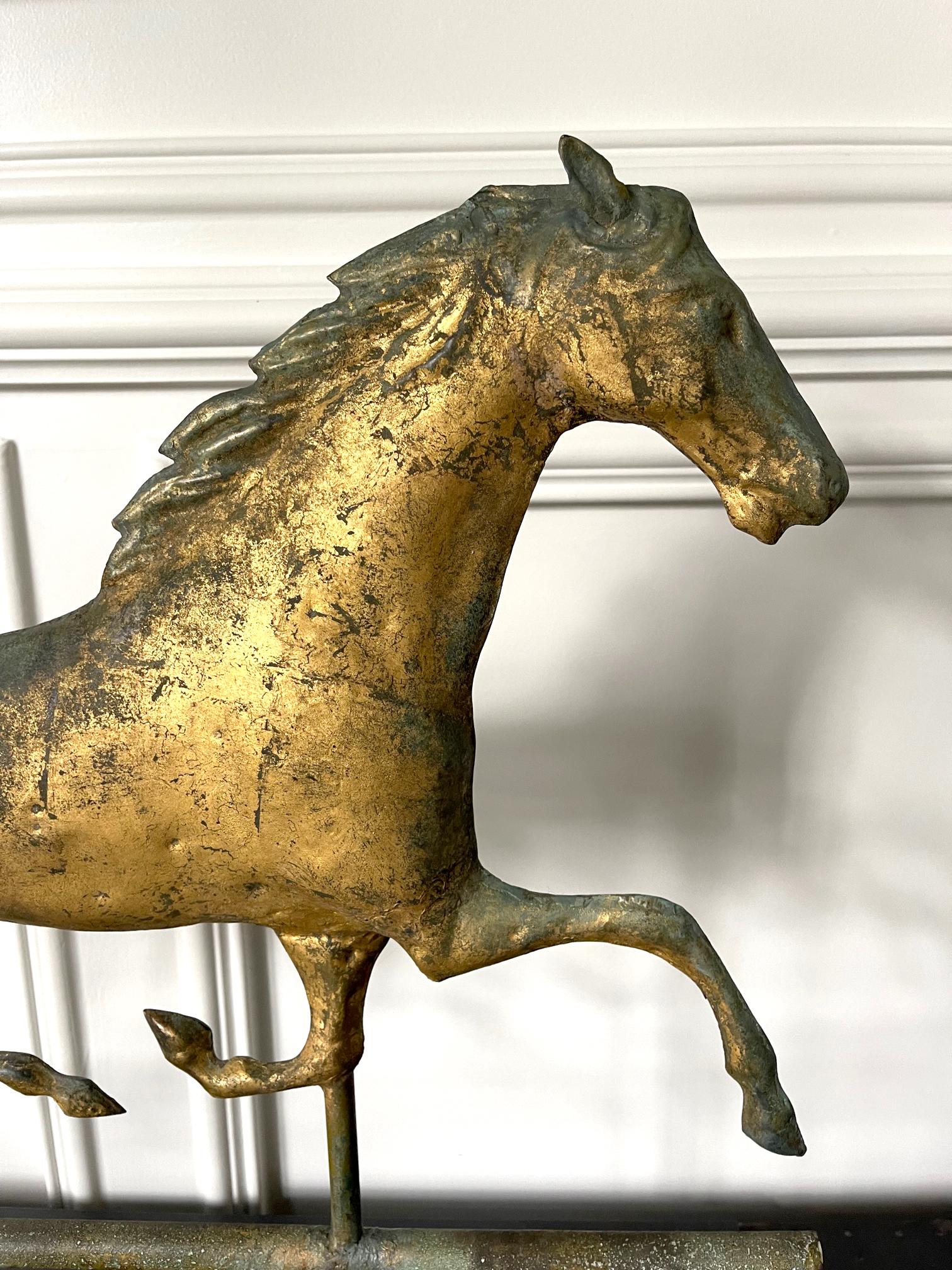 Horse Weathervane with Gilt Surface on Display Stand For Sale 5