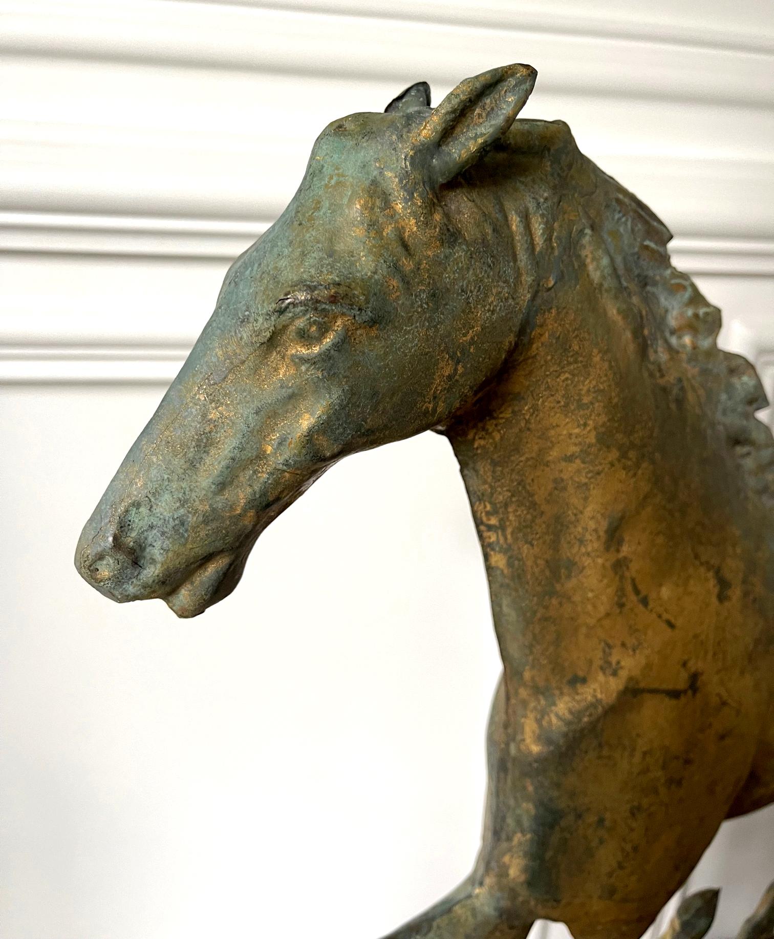 19th Century Horse Weathervane with Gilt Surface on Display Stand For Sale