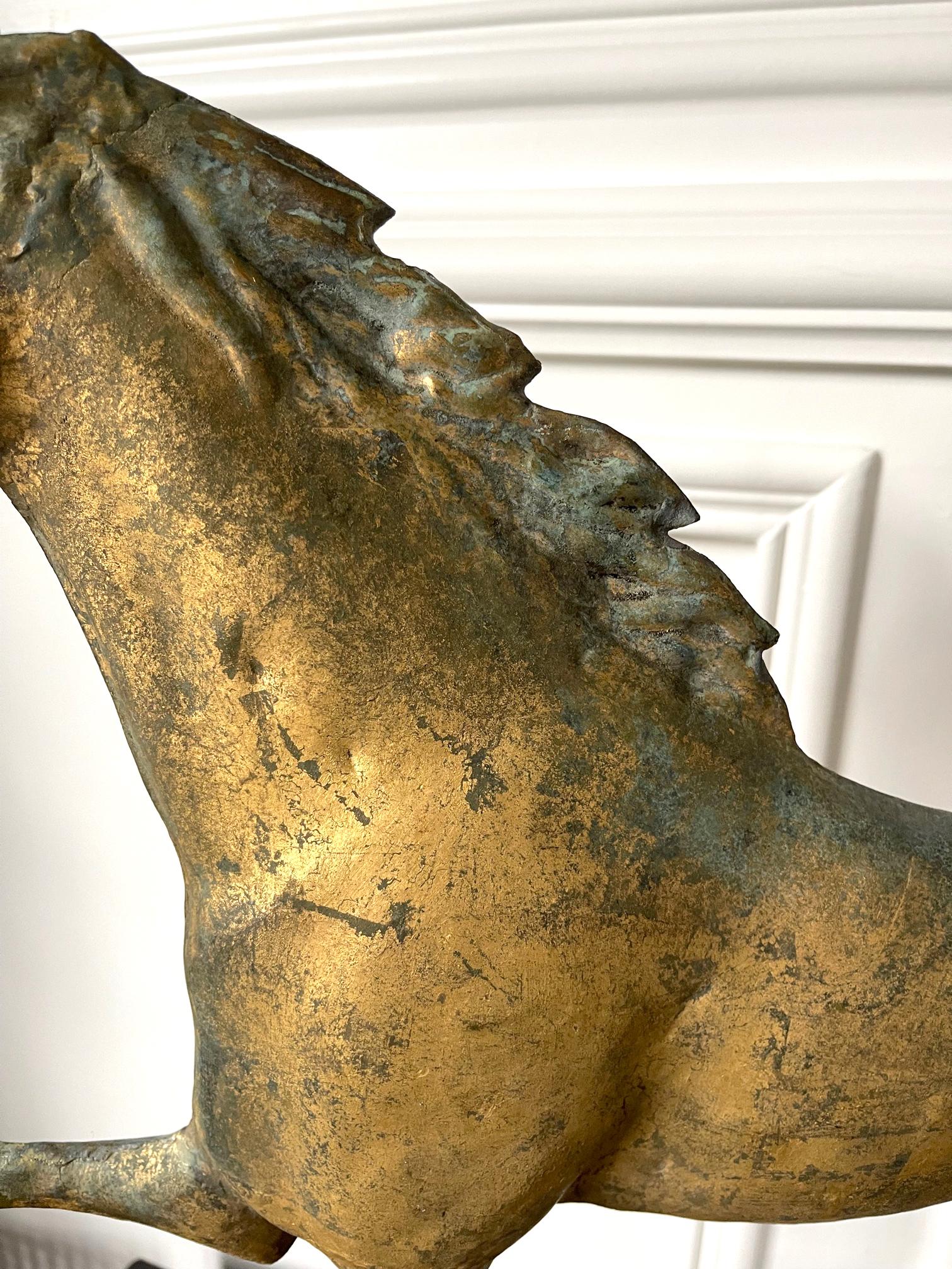 Copper Horse Weathervane with Gilt Surface on Display Stand