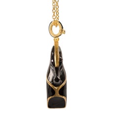 Horse Whistle Pendant Necklace, Black Enamel