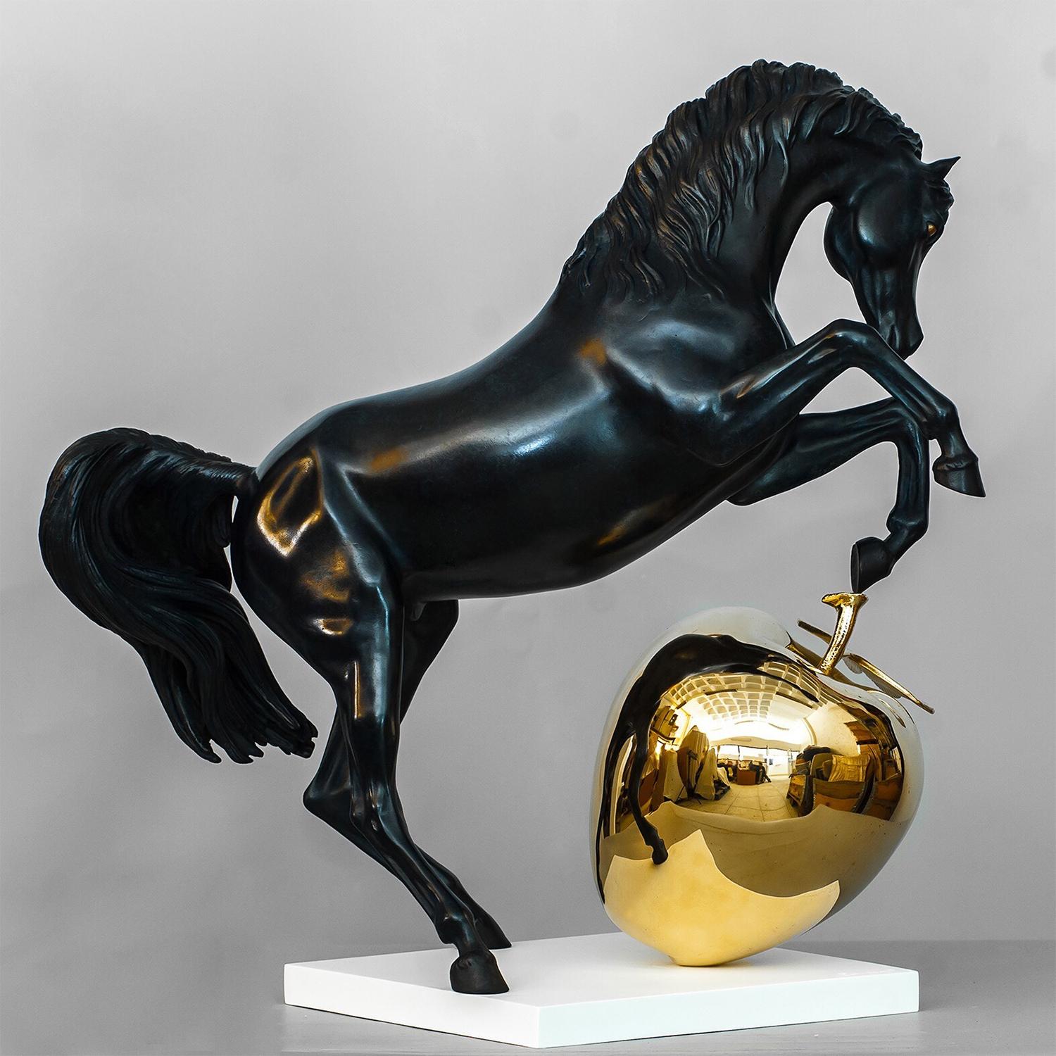 Moroccan Horse with the Golden Apple Sculpture in Bronze