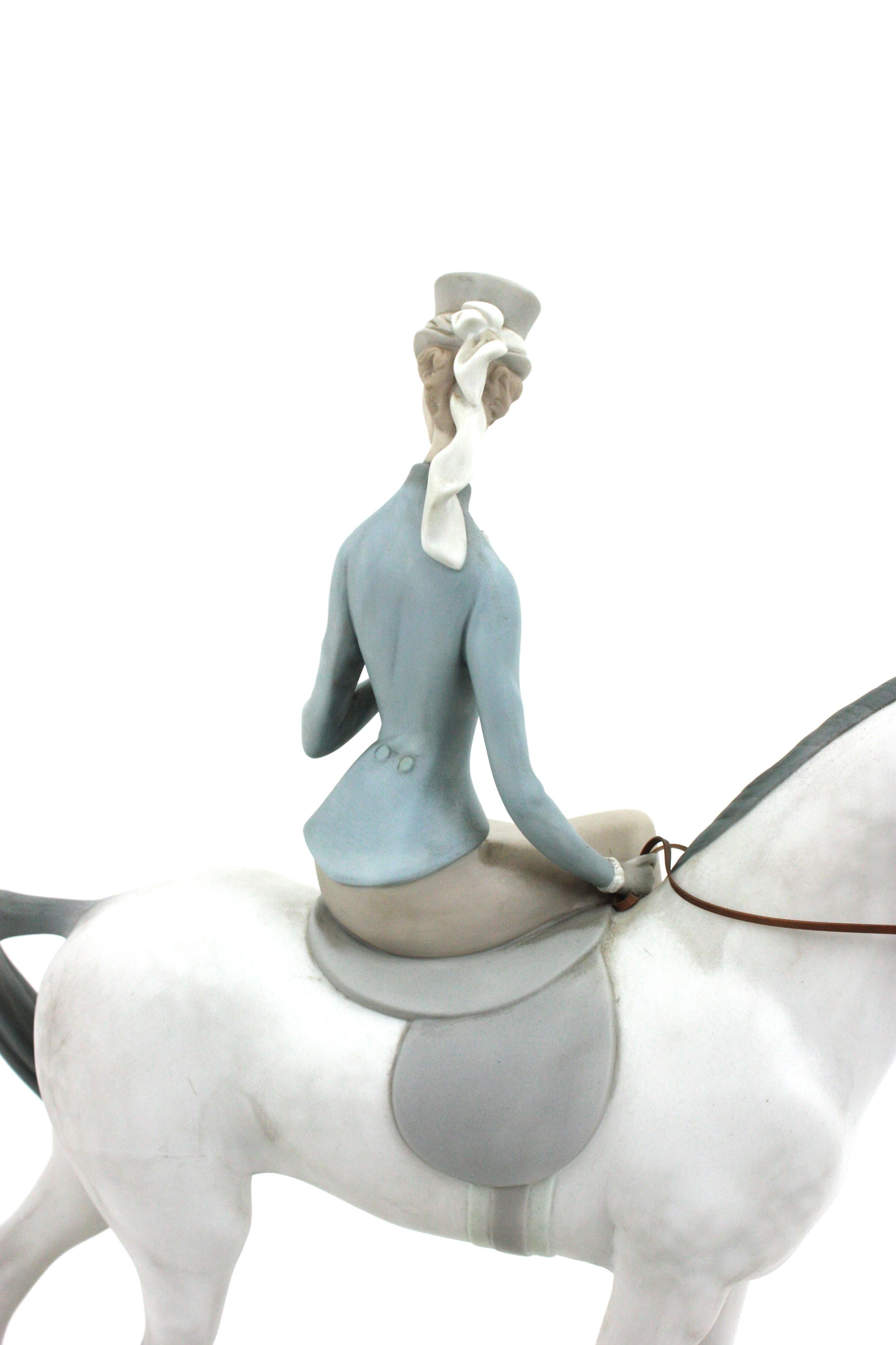 Large Spanish Horse Woman Porcelain Sculpture by Lladro, 1960s For Sale 4