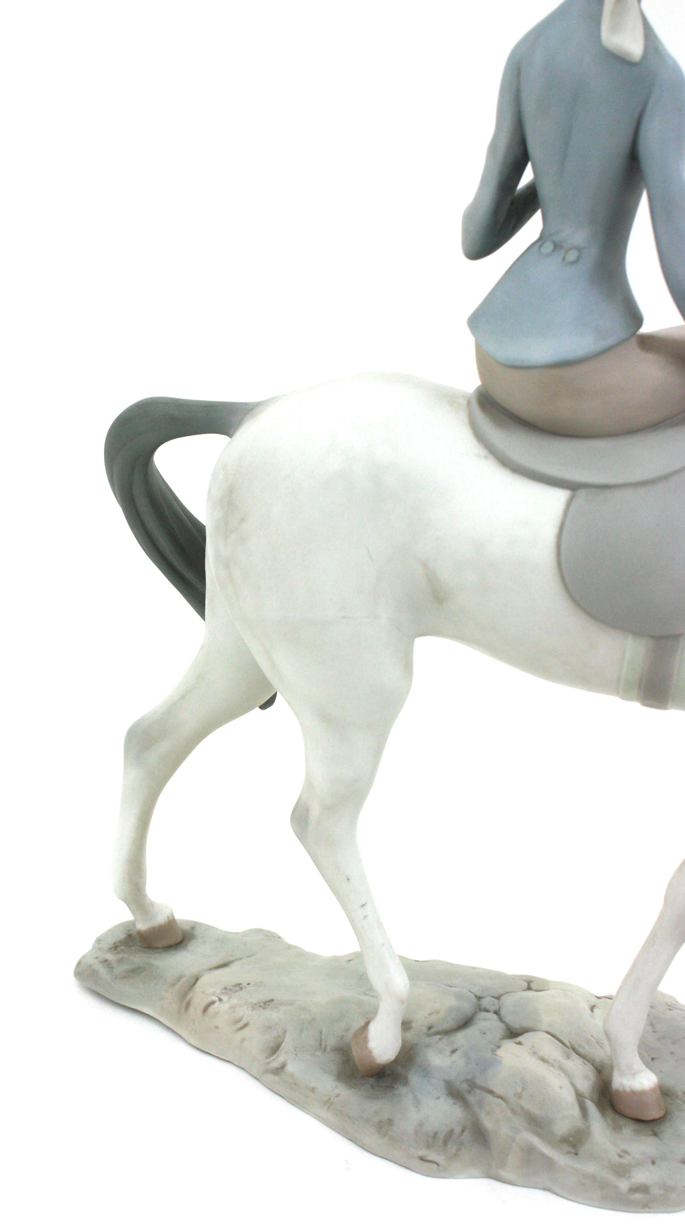 Large Spanish Horse Woman Porcelain Sculpture by Lladro, 1960s For Sale 7