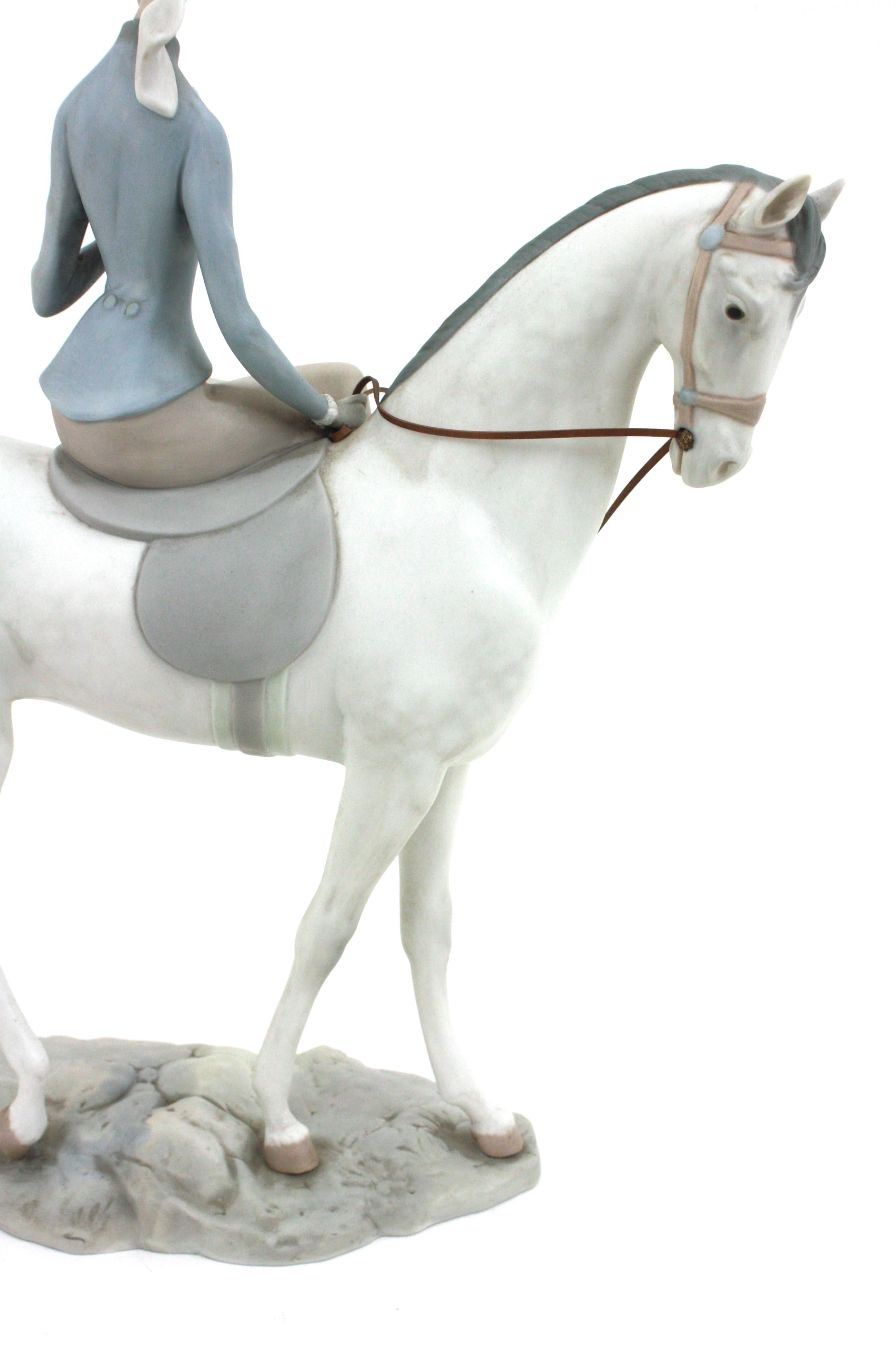 Large Spanish Horse Woman Porcelain Sculpture by Lladro, 1960s For Sale 8