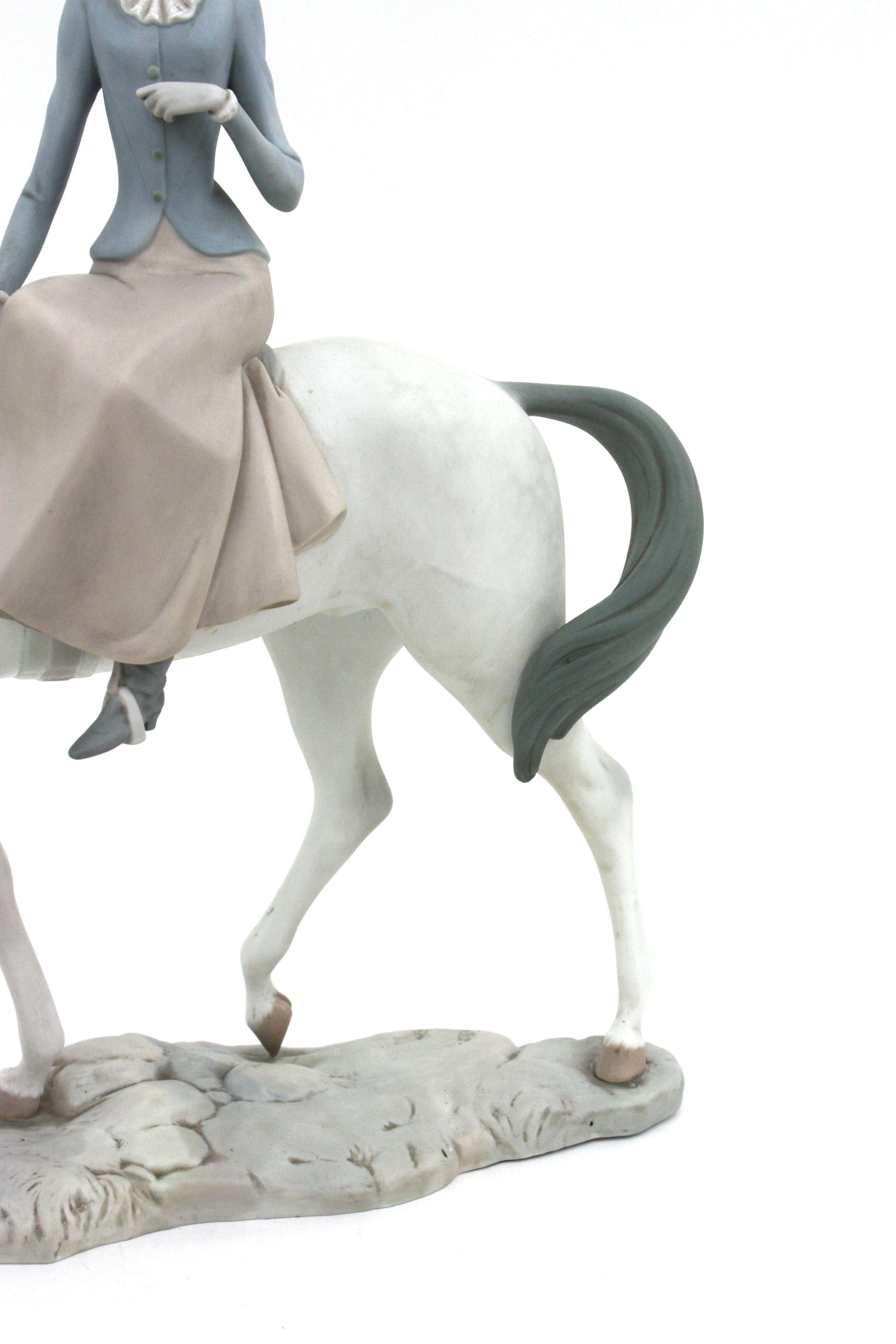 Large Spanish Horse Woman Porcelain Sculpture by Lladro, 1960s For Sale 9