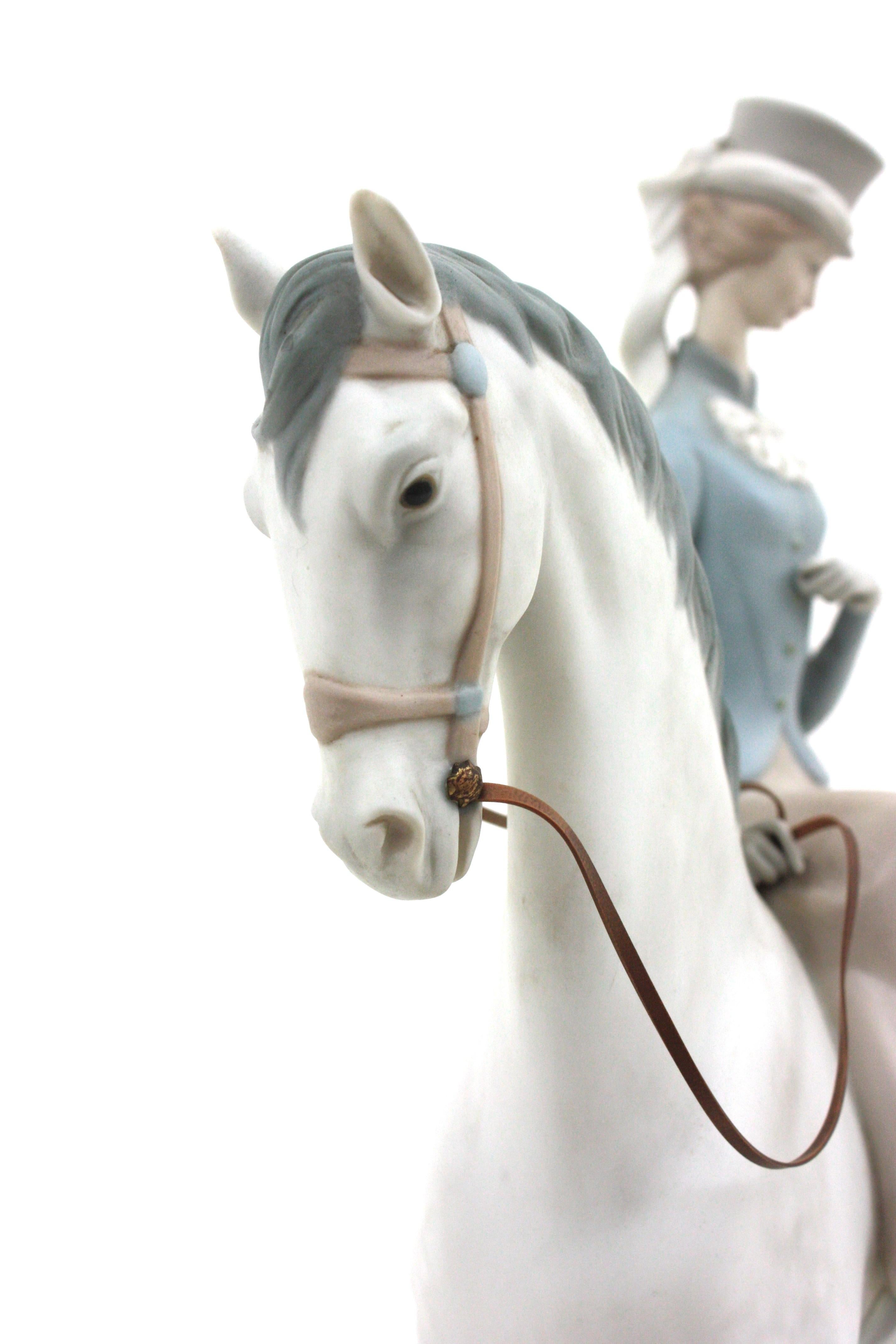 20th Century Large Spanish Horse Woman Porcelain Sculpture by Lladro, 1960s For Sale
