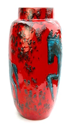 Horseback Rider Fat Lava Floor Vase 'Scheurich Model 553-52', W-Germany, 1960s