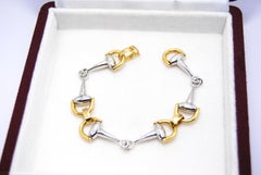 Horsebit Pulsera Ecuestre de Oro Blanco y Amarillo de 18 Kilates
